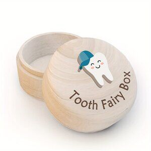 NWT l Boys Wooden Tooth Fairy Box | Baby Keepsake Memory Storage